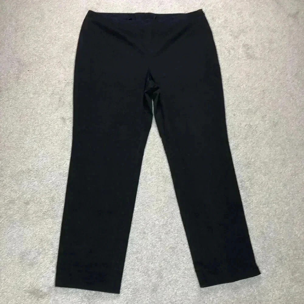 Bogner Pants Black Color Flat Front Logo Zipper High Waist Sz 18 Long
